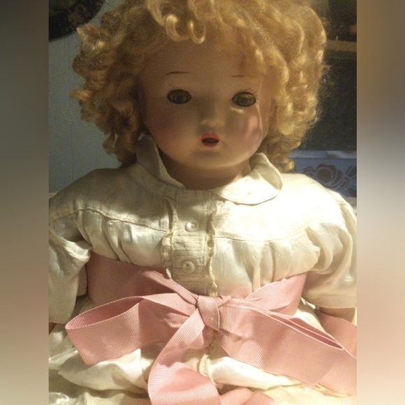 Antique 1800’s Composition Mohair Wig Large Doll - Picture 2 of 5